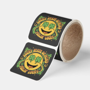 Retro St. Patrick's Day Smiley Face Lucky State  Square Sticker