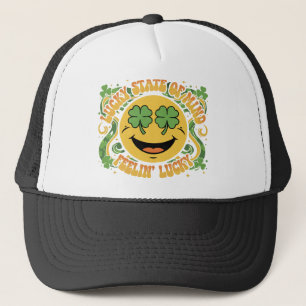 Retro St. Patrick's Day Smiley Face Lucky State  Trucker Hat