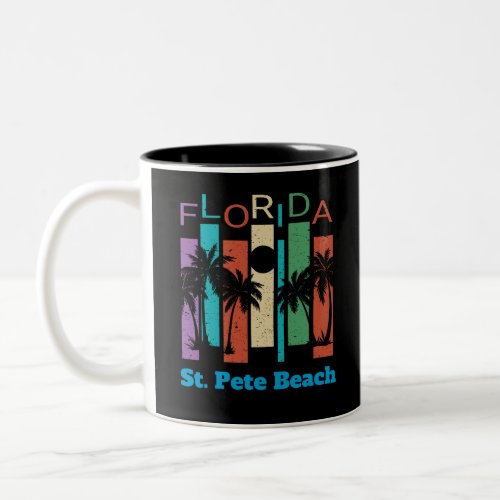 Retro St Pete Beach Florida Palm Tree Souvenir Two_Tone Coffee Mug