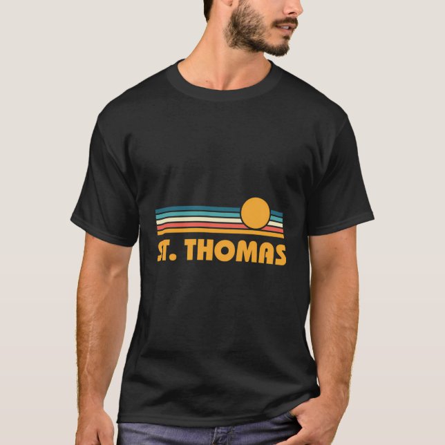 Retro St Thomas Us Virgin Islands Sunset T-Shirt (Front)
