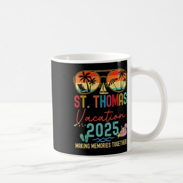 Retro St. Thomas Vacation 2025 Memories Matching G Coffee Mug (Right)