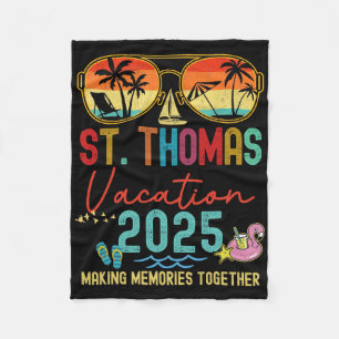 Retro St. Thomas Vacation 2025 Memories Matching G Fleece Blanket