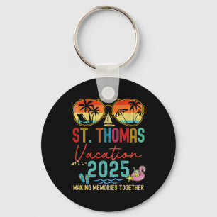 Retro St. Thomas Vacation 2025 Memories Matching G Keychain