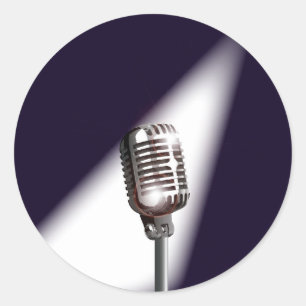 Retro Stage Microphone Classic Round Sticker