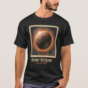 Retro Stamp I Survived Total Solar Eclipse 2024 T-Shirt