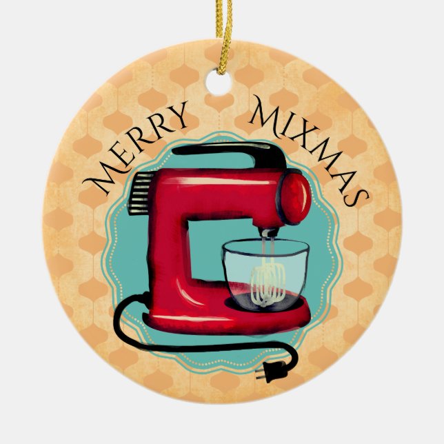 Retro stand mixer baking bakery Christmas ornament (Front)
