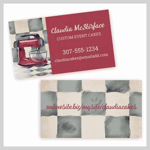 Customizable retro stand mixer bakery pastry chef business card