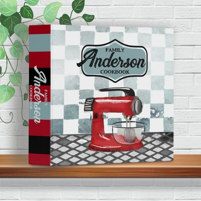 Retro stand mixer cooking baking recipe cookbook 3 ring binder (Creator Uploaded)