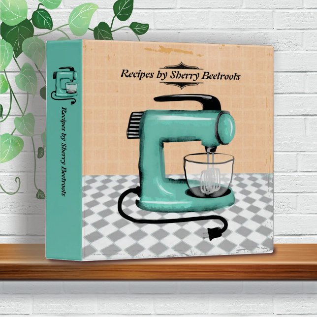 Retro stand mixer cooking baking recipe cookbook 3 ring binder (Creator Uploaded)