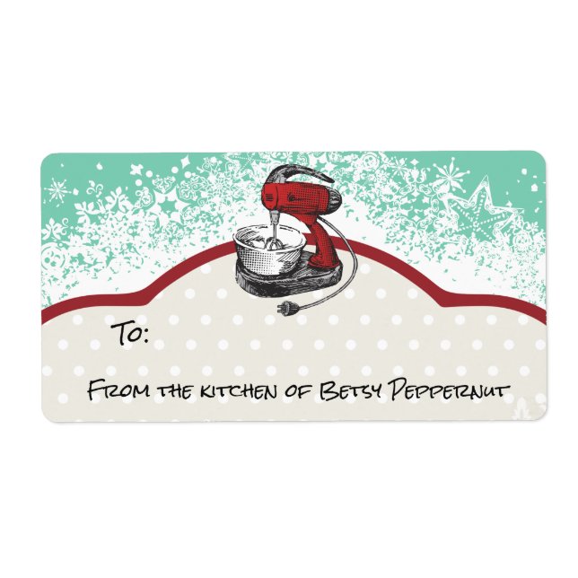 Retro stand mixer from the kitchen of Christmas Label (Front)