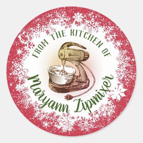 Retro stand mixer holiday baking Christmas Classic Round Sticker