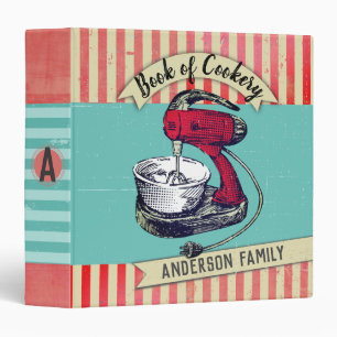 Retro stand mixer personalized cookbook recipe 3 ring binder