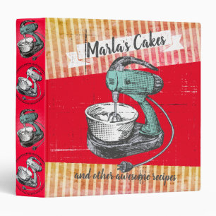 Retro stand mixer personalized cookbook recipe 3 ring binder
