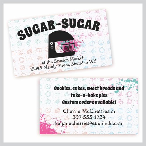 Retro mod stand mixer baking business cards pink