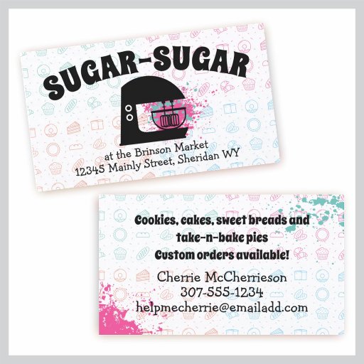 Customizable Retro mod stand mixer baking business cards pink