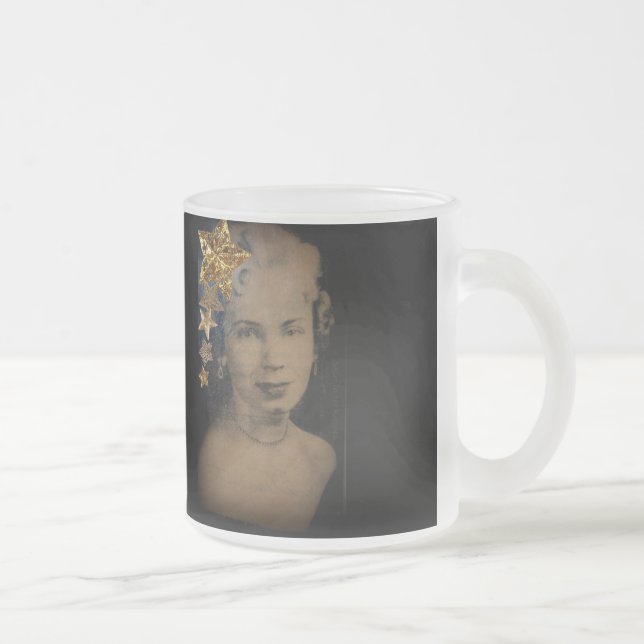 'Retro Star' Frosted Glass Mug (Right)