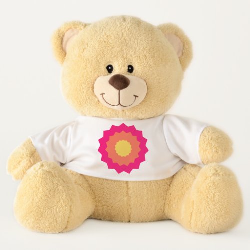 Retro Star In Pink Orange  Yellow Teddy Bear