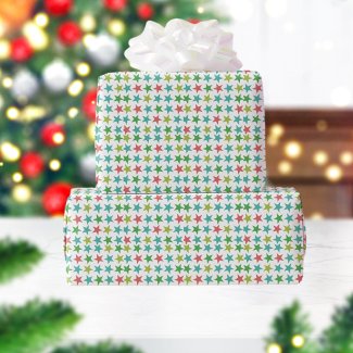 Retro Star Pattern Christmas Wrap Paper