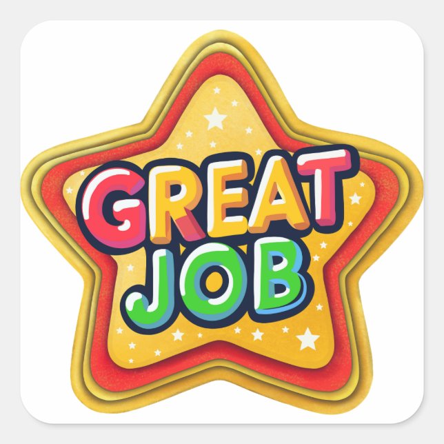 Retro Star-Shaped Great Job Achievement Sticker (Front)