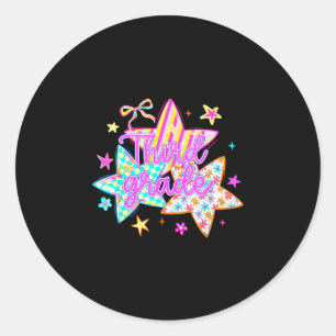 Retro star third grade back to school 3rd grade classic round sticker
