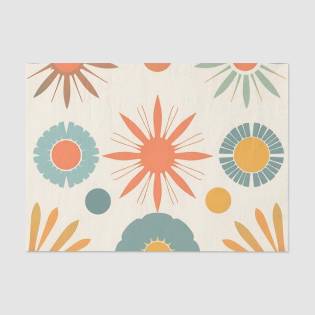 Retro Starburst and Mid Century Shapes  Tissue Paper (Front)
