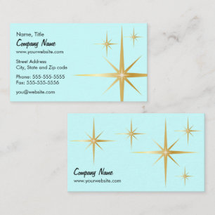 Retro Starburst Business Card - Light Blue