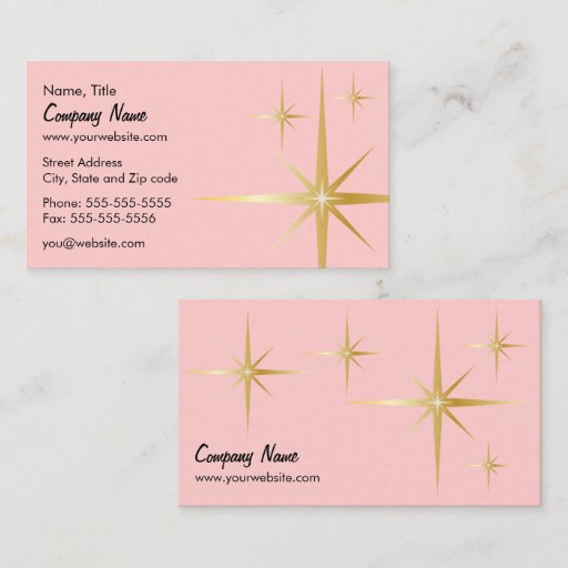 Customizable Retro Starburst Business Card - Pink