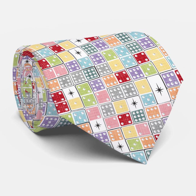 Retro Starburst Dominoes Neck Tie (Rolled)