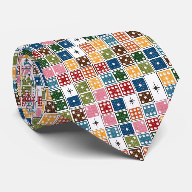 Retro Starburst Dominoes Neck Tie (Rolled)