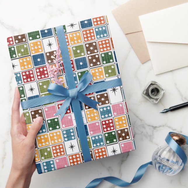 Retro Starburst Dominoes Wrapping Paper (Gifting)