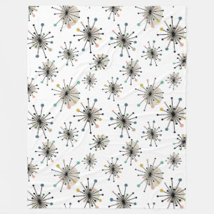 Retro Starburst Mid Century Modern Pattern Fleece Blanket