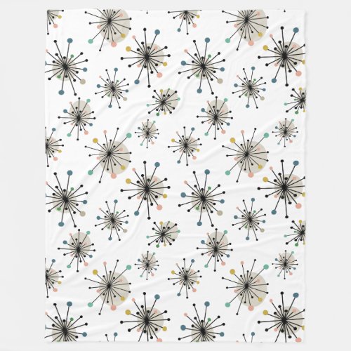 Retro Starburst Mid Century Modern Pattern Fleece Blanket