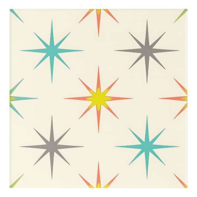 Retro Starburst Mid-Century Pattern Acrylic Print (Front)