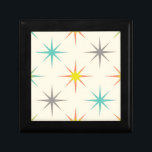 Retro Starburst Mid-Century Pattern Gift Box<br><div class="desc">Ignite nostalgic vibes with this playful retro starburst pattern that channels pure mid-century modern magic. Bold atomic stars in varying sizes burst with energy in vibrant teal, sunny yellow, coral orange, cool gray, and soft lime, featuring subtle gradient centers for added depth and movement on a clean off-white background. The...</div>
