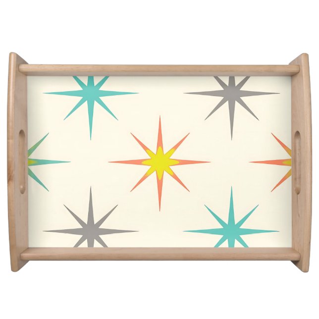 Retro Starburst Mid-Century Pattern Serving Tray (Front)