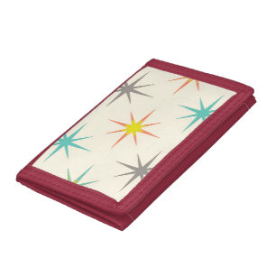 Retro Starburst Mid-Century Pattern Trifold Wallet