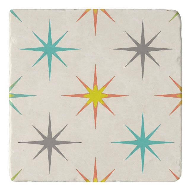Retro Starburst Mid-Century Pattern Trivet (Front)