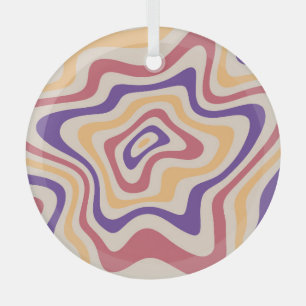 Retro Starburst Psychedelic Background Glass Ornament