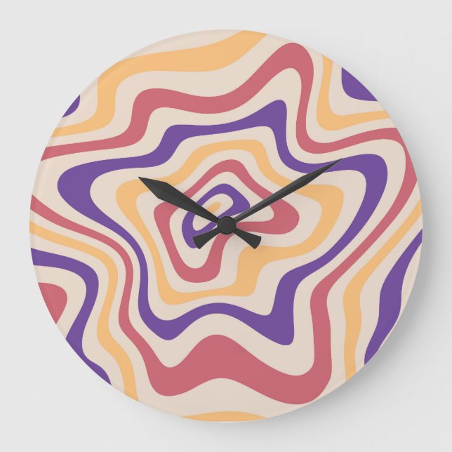 Retro Starburst Psychedelic Background Large Clock (Front)