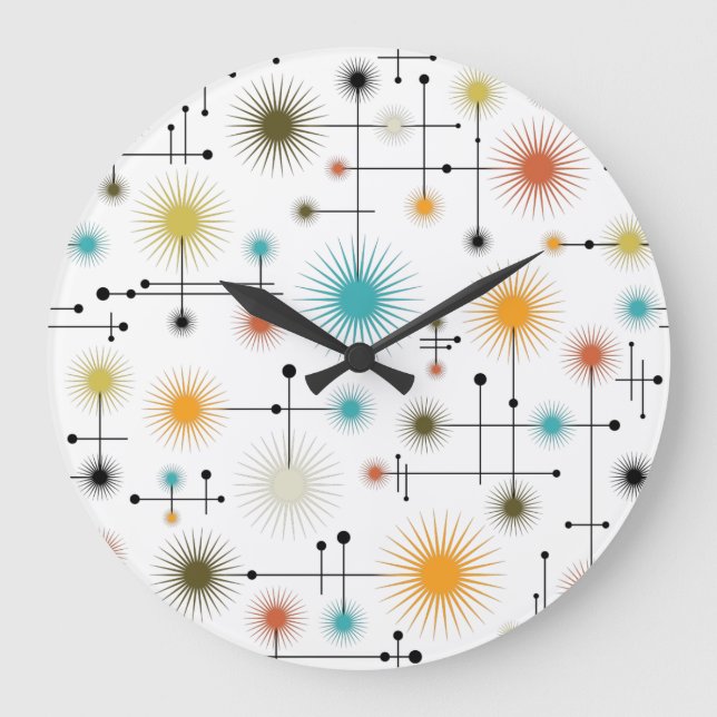 Retro Starbursts A Go-Go! Large Clock (Front)