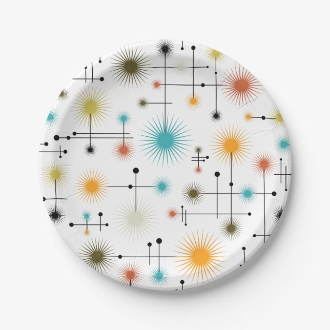 Retro Starbursts A Go-Go! Paper Plates (Front)