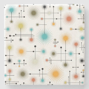 Retro Starbursts A Go-Go! Stone Coaster