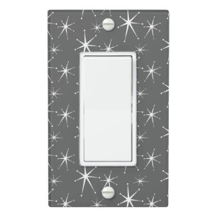 Retro Starbursts - Grey Light Switch Cover