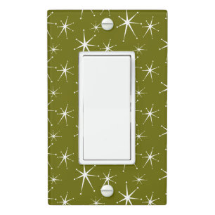 Retro Starbursts - Olive Light Switch Cover