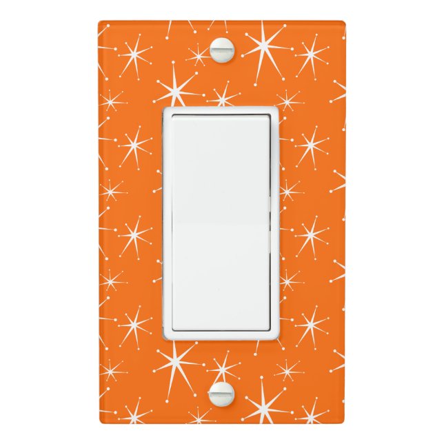 Retro Starbursts - Orange Light Switch Cover (In Situ)