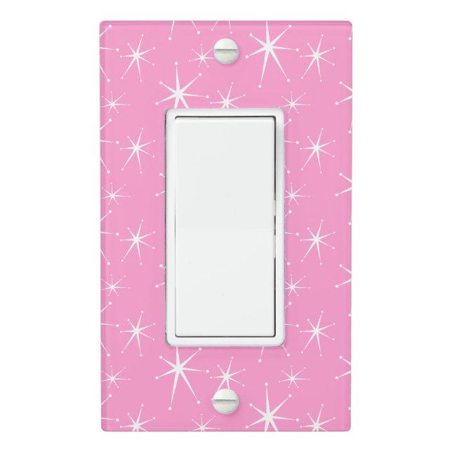 Retro Starbursts - Pink Light Switch Cover (In Situ)