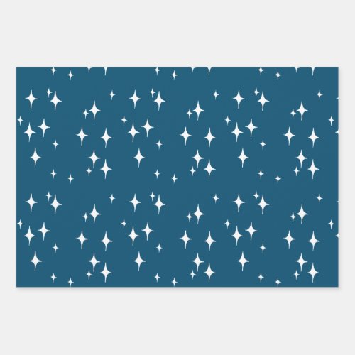 Retro Stardust Starburst Stars New Year Wrapping Paper Sheets
