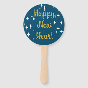 Retro Stardust Stars Happy New Year Hand Fan