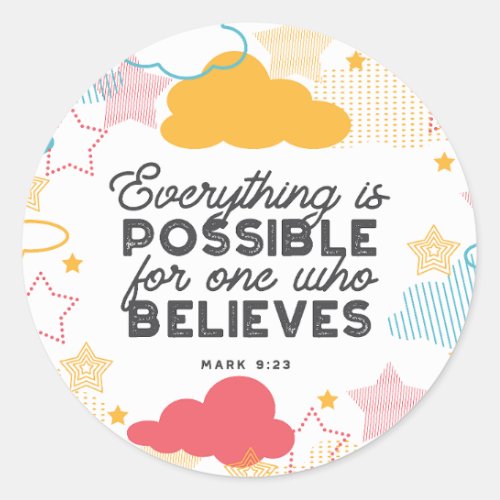 Retro Starry Sky Art Pattern with Bible Verse Classic Round Sticker