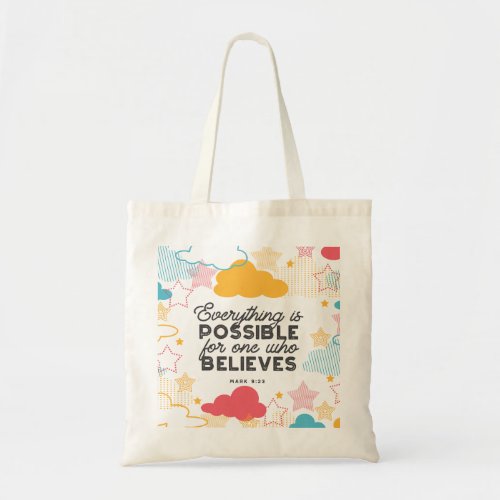 Retro Starry Sky Art Pattern with Bible Verse Tote Bag